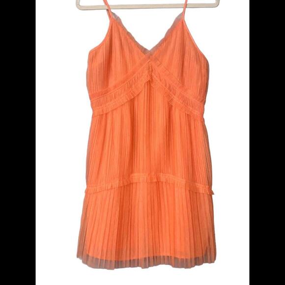 TOPSHOP Coral Pleated Dress Size 6 - Picture 1 of 10